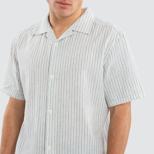 Sunset Cabana Shirt Teal Stripe