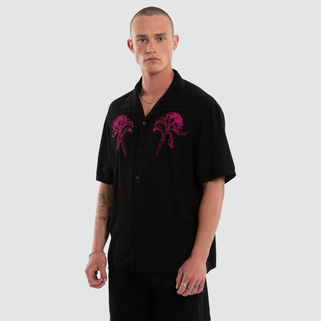Florisim Cropped Resort Shirt Jet Black