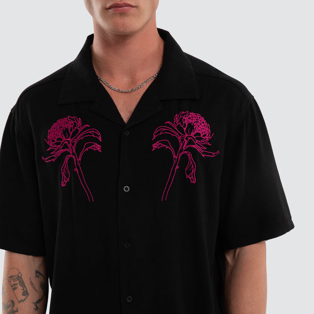Florisim Cropped Resort Shirt Jet Black