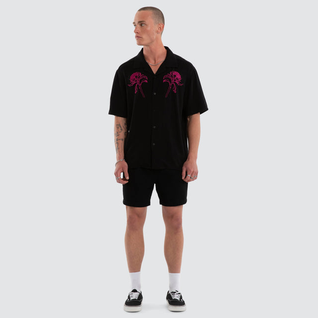 Florisim Cropped Resort Shirt Jet Black