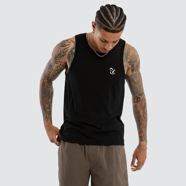 Belongil Singlet Jet Black