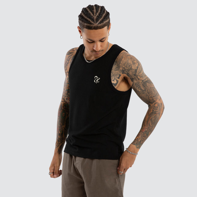 Belongil Singlet Jet Black