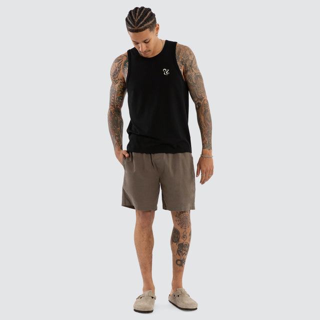Belongil Singlet Jet Black