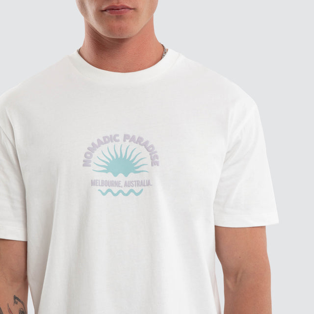 Model wears Home Grown Relaxed Tee Natural White T-Shirts White – image 4