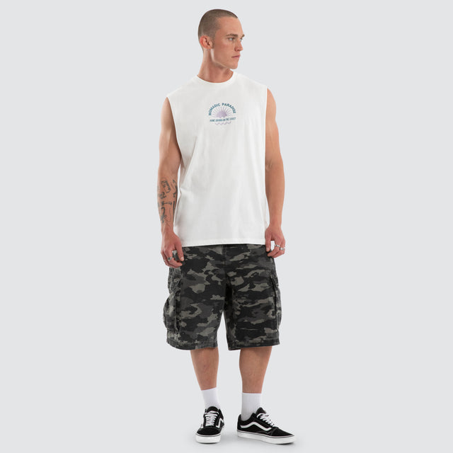 Model wears Seashore Relaxed Muscle Natural White Muscle Tees White – image 3