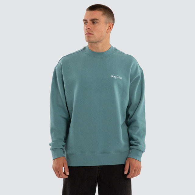 Model wears Big Sur Relaxed Sweater Brittany Blue Jumpers Blue – image 1