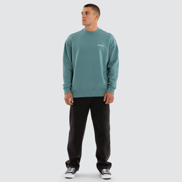 Model wears Big Sur Relaxed Sweater Brittany Blue Jumpers Blue – image 5