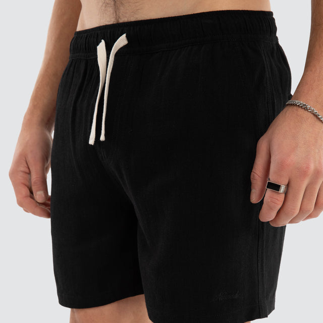 Seaside Linen Shorts Black