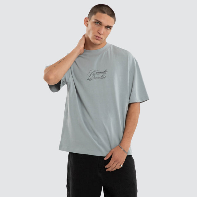 Model wears Passage Street Tee Quarry T-Shirts Grey – image 1