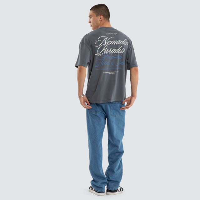 Model wears Passage Street Tee Turbulence T-Shirts Grey – image 2