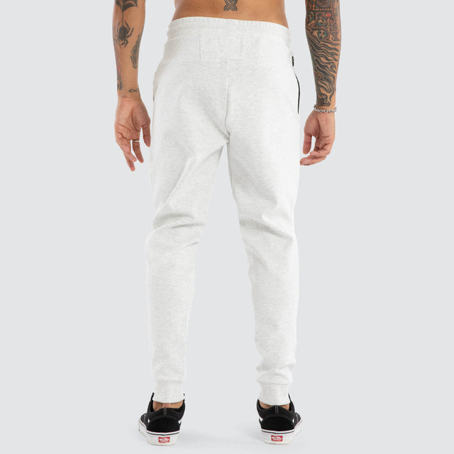 model wears Turret Slim Trackpant Grey Marle Trackpants Grey - image 5