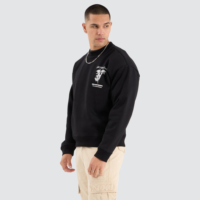 Cattle Box Fit Sweater Jet Black