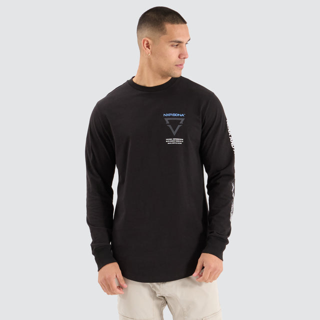 Rein Dual Curved LS Tee Jet Black