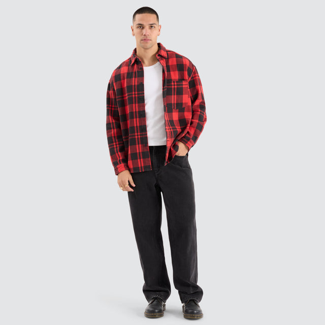 Mare Dropped Shoulder LS Shirt Black/Red Check