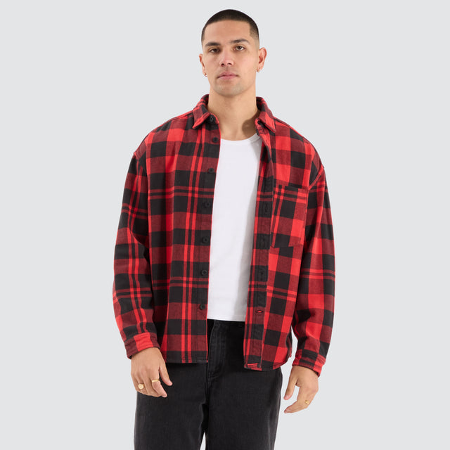 Mare Dropped Shoulder LS Shirt Black/Red Check