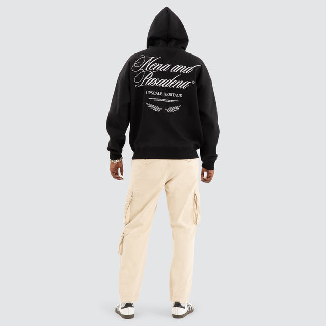 Etiquette Box Fit Hoodie Jet black
