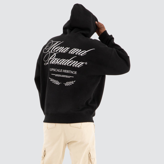 Etiquette Box Fit Hoodie Jet black