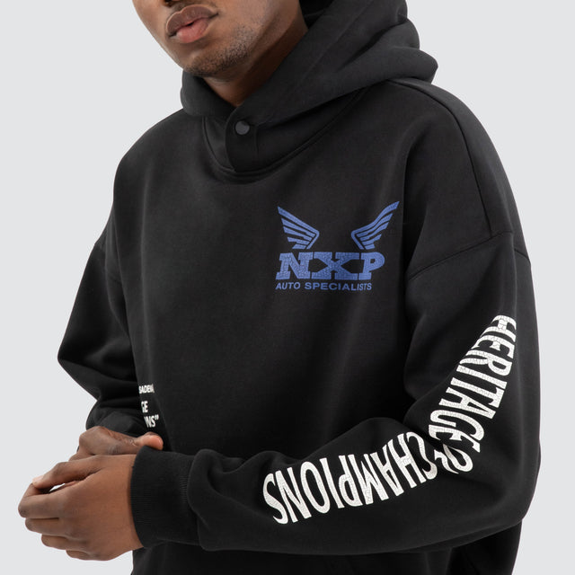 model wears Rogue Box Fit Hoodie Jet black Hoodies Black - image 5