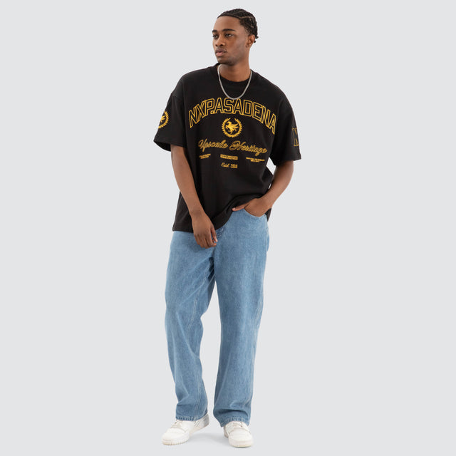 model wears Prima Loopback Raptor Tee Jet black T-Shirts Black - image 4