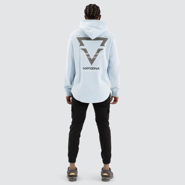 model wears Defend Dual Curved Hoodie Skyway Hoodies Blue - image 4