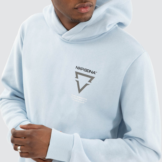 model wears Defend Dual Curved Hoodie Skyway Hoodies Blue - image 5