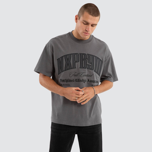 model wears Climax Raptor Tee Charcoal T-Shirts Grey - image 1