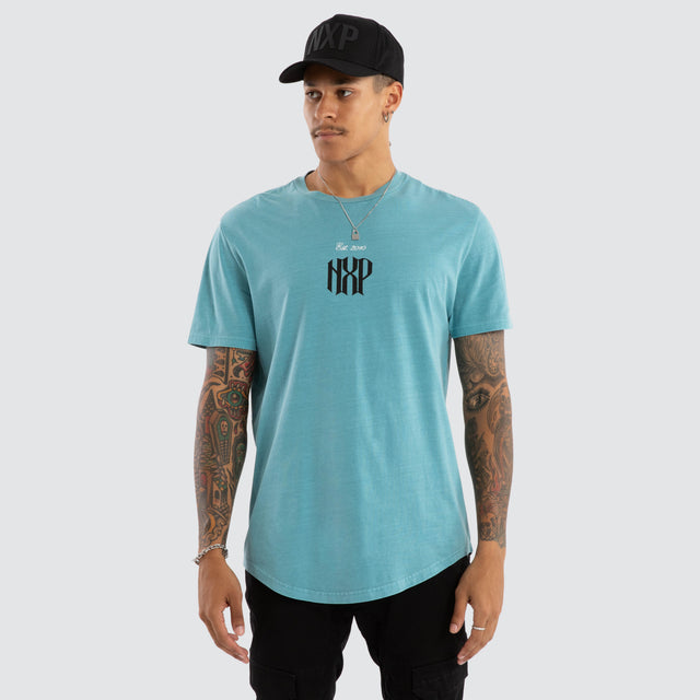 model wears Rush Dual Curved Tee Pigment Cameo T-Shirts Blue - image 3