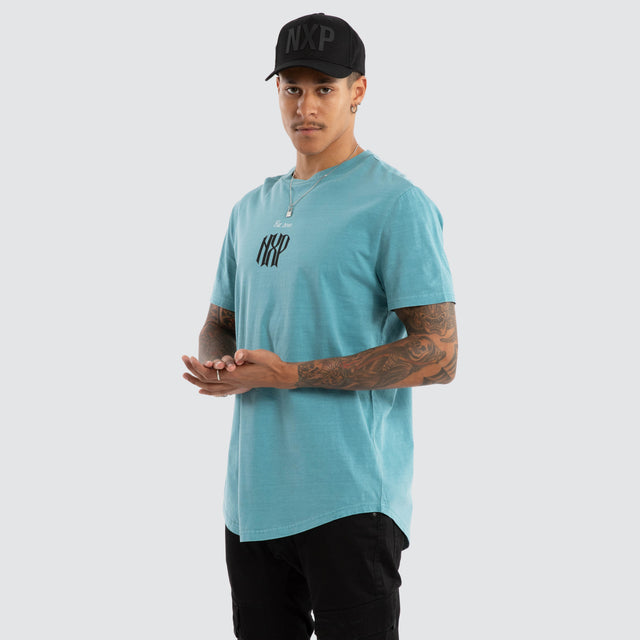 model wears Rush Dual Curved Tee Pigment Cameo T-Shirts Blue - image 5