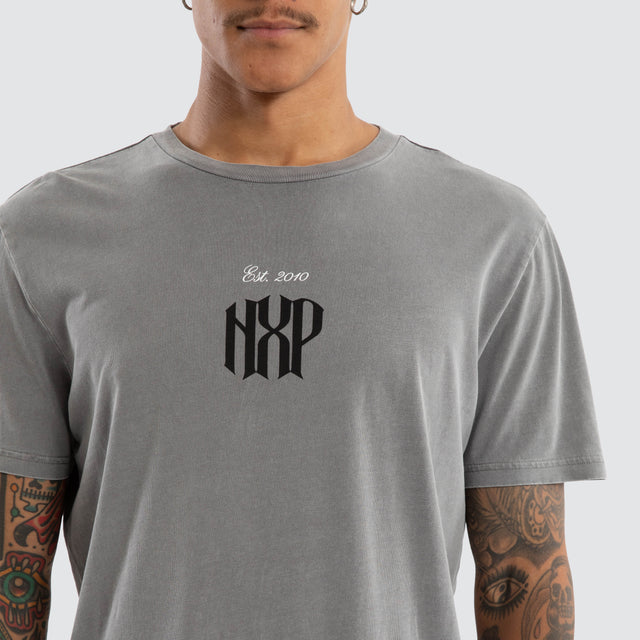 model wears Rush Dual Curved Tee Pigment Frost Grey T-Shirts Grey - image 5