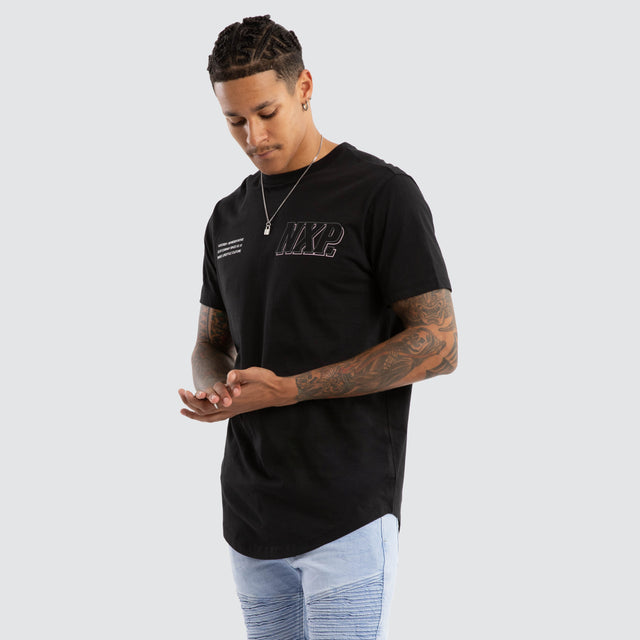 model wears Burns Dual Curved Tee Jet Black T-Shirts Black - image 4