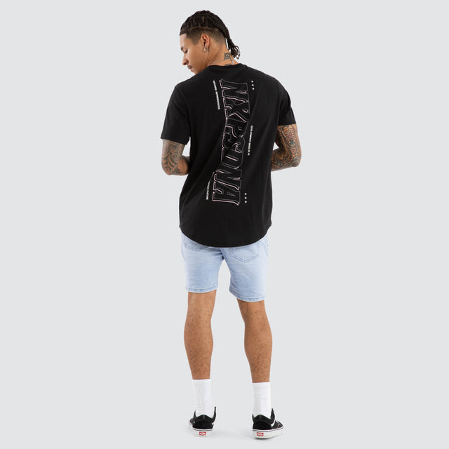 model wears Burns Dual Curved Tee Jet Black T-Shirts Black - image 6