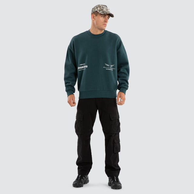 model wears Lectern Box Fit Sweater Sea Moss Jumpers Green - image 5
