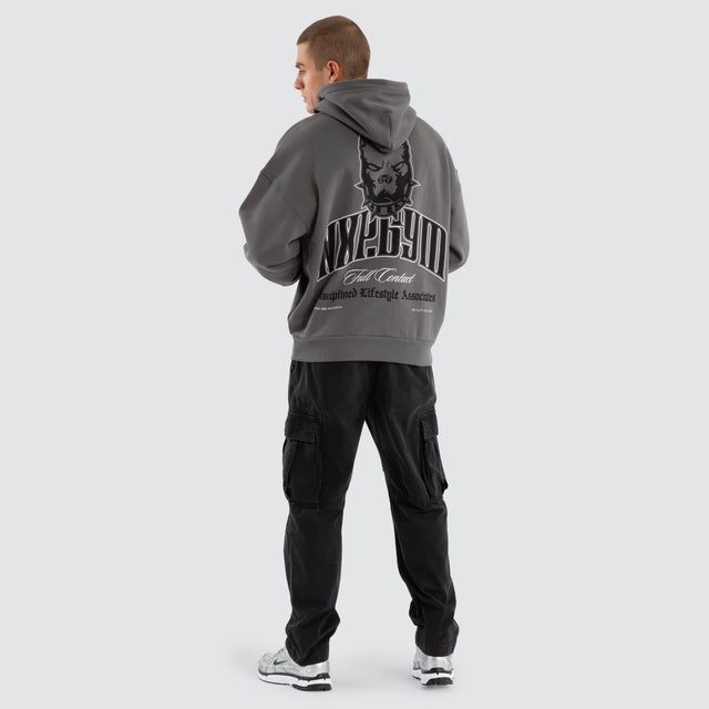 model wears Inertia Box Fit Hoodie Charcoal Hoodies Grey - image 5