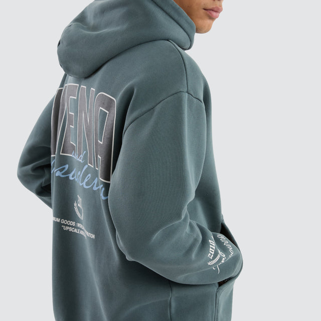 model wears Notary  Relaxed Hoodie Pigment Stormy Weather Hoodies Blue - image 4