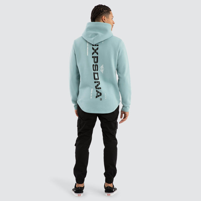 model wears Vacant Dual Curved Hoodie Cameo Hoodies Blue - image 5