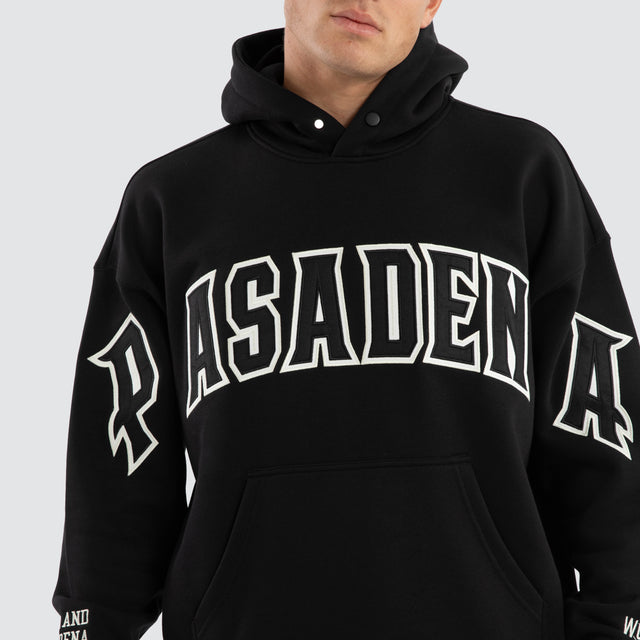 model wears Fence Box Fit Hoodie Jet Black Hoodies Black - image 4