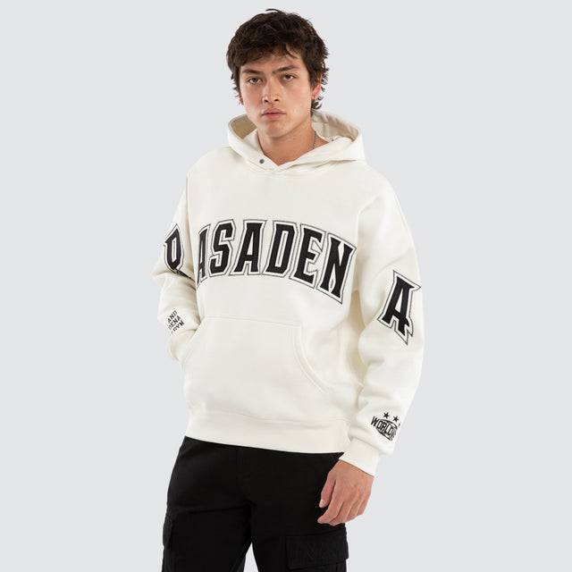 Model wears Fence Box Fit Hoodie Natural White Hoodies White – image 1