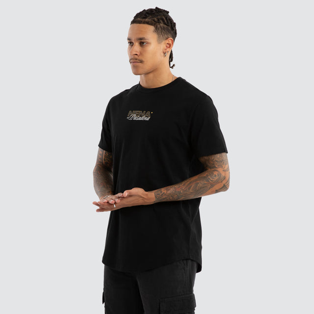 Veered Dual Curved Tee Jet Black