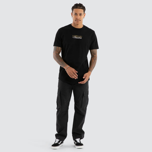 Veered Dual Curved Tee Jet Black