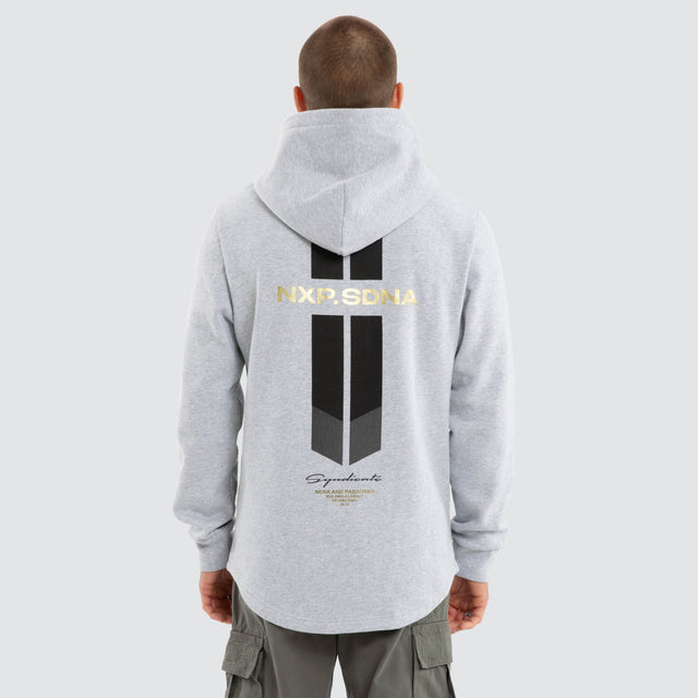 Gold Line Dual Curved Hoodie Grey Marle