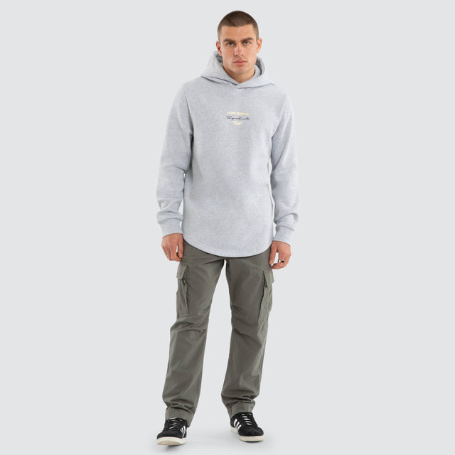 Gold Line Dual Curved Hoodie Grey Marle