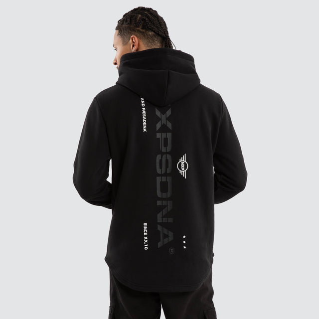 Black Line Dual Curved Hoodie Jet Black