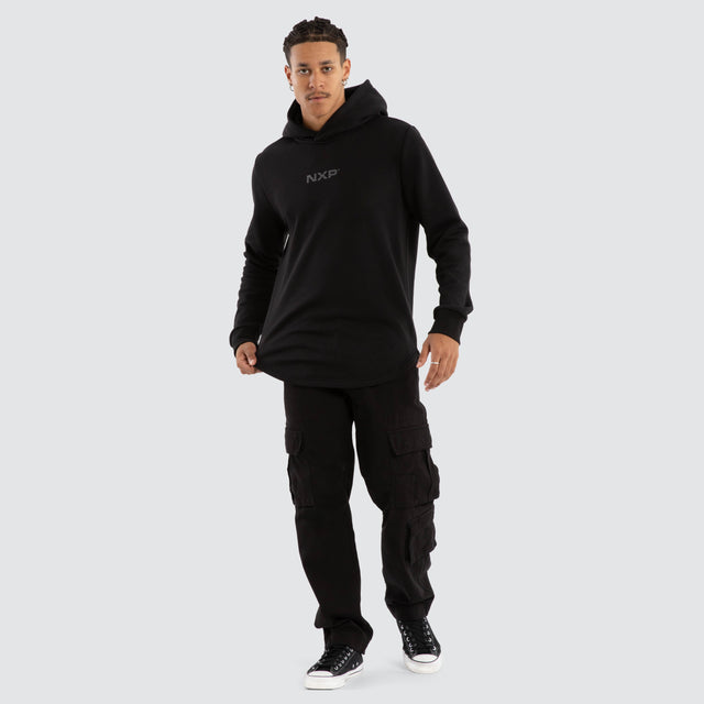 Black Line Dual Curved Hoodie Jet Black