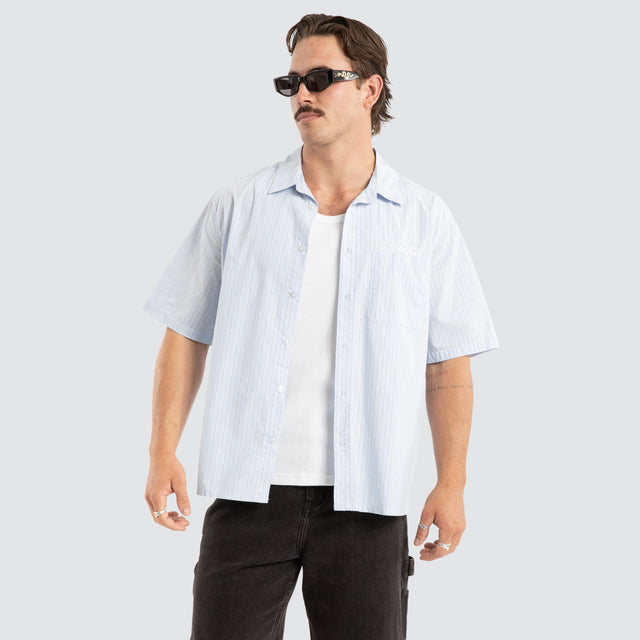 Grander Skate Short Sleeve Shirt Blue Stripe