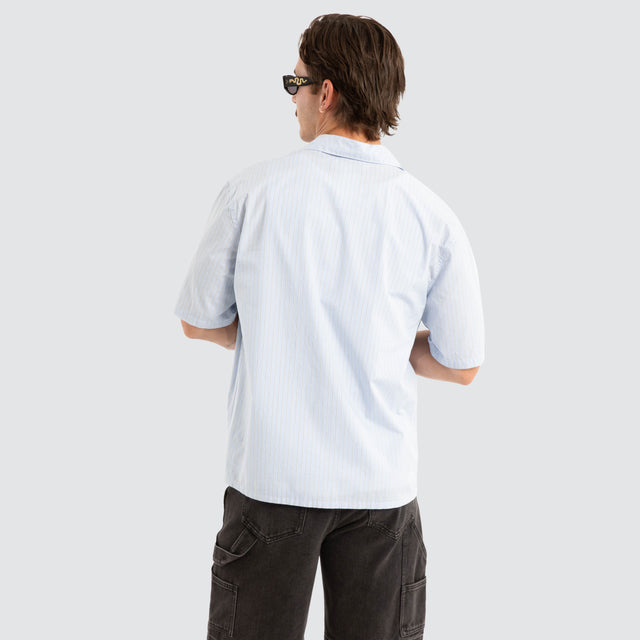 Grander Skate Short Sleeve Shirt Blue Stripe