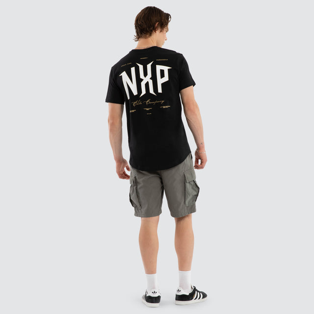 Model wears Dominate Dual Curved Tee Jet Black T-Shirts Black – image 5