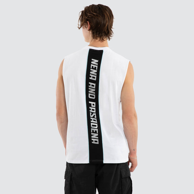 Model wears Vision Relaxed Muscle White Muscle Tees White – image 1