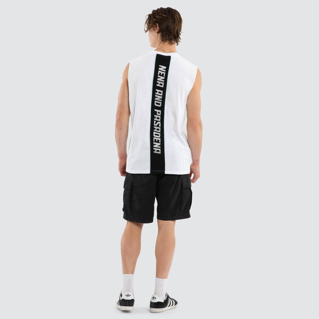 Model wears Vision Relaxed Muscle White Muscle Tees White – image 5