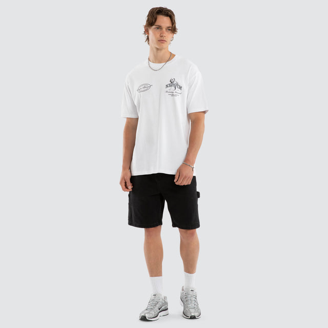 Model wears Ground Box Fit Tee White T-Shirts White – image 2