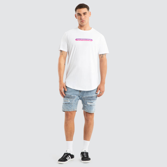 Score Dual Curved Tee White